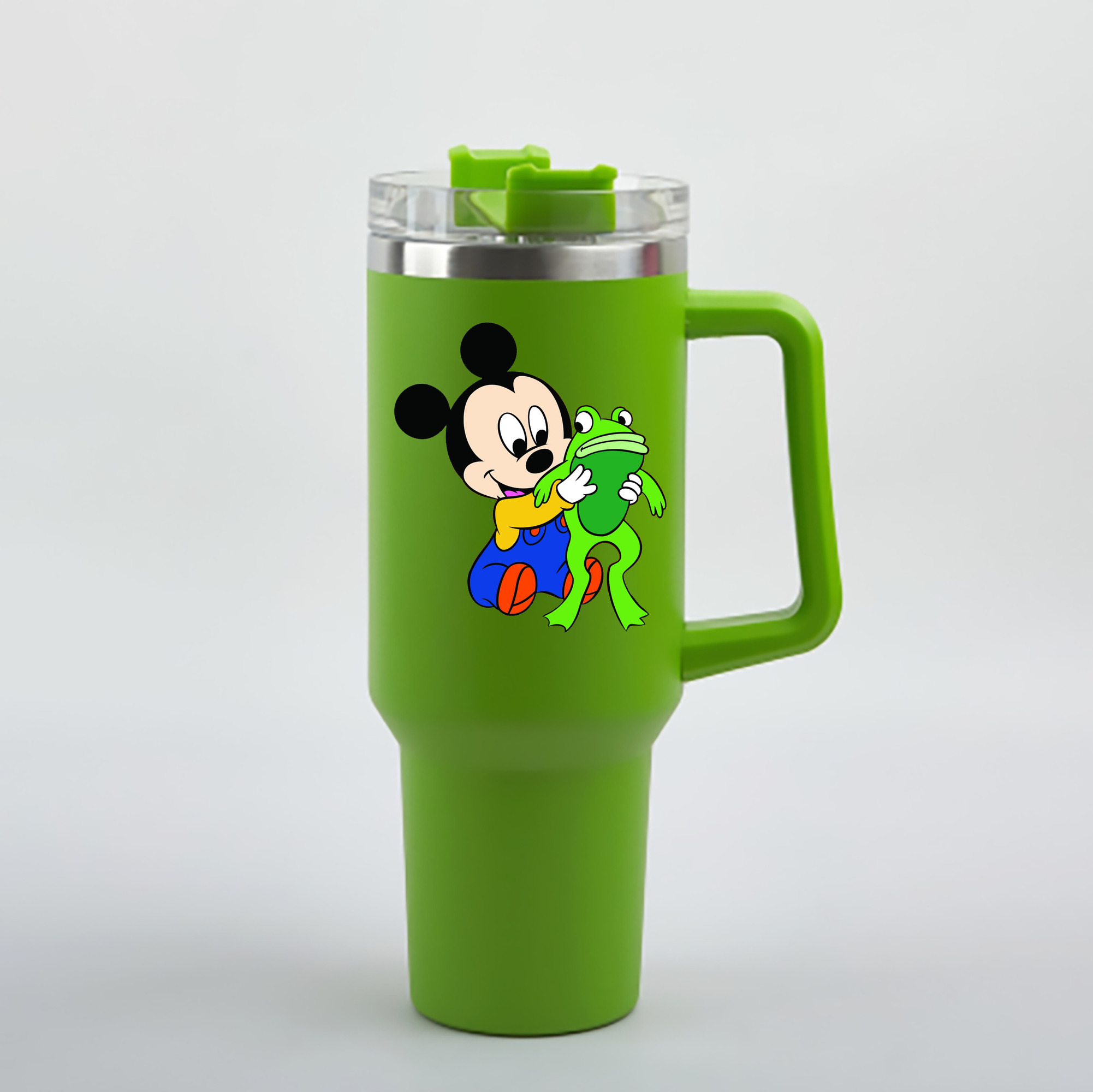 （画像用） ミッキーマウス Mickey Mouse 1200mL車用タンブラー - クリスタルステッカー（プラスチックストロー付き）